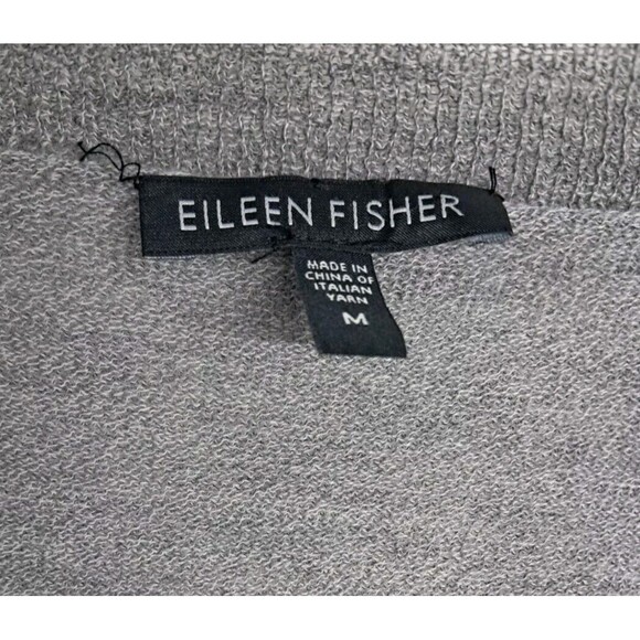 Eileen Fisher Open Cardigan Sweater 100% Wool Gray Pockets‎ Women's Medium - Picture 2 of 9